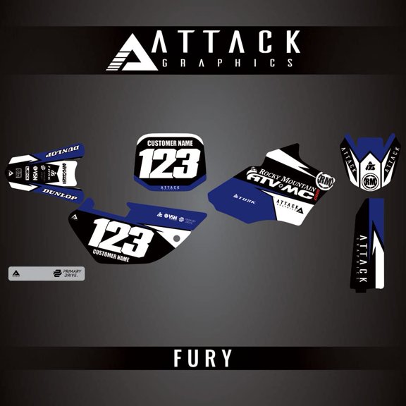 Attack Graphics Custom Fury Complete Bike Graphics Kit for Yamaha YZ85 2004