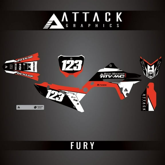 Attack Graphics Custom Fury Complete Bike Restyle Graphics Kit 2022 Restyling Kit for Honda CR125R 2002