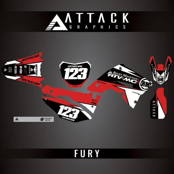 Attack Graphics Custom Fury Complete Bike Restyle Graphics Kit Polisport MX Restyling Kit for Honda CR125R 2004