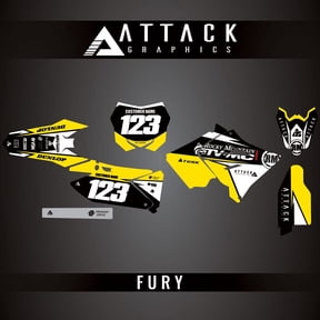 Attack Graphics Custom Fury Complete Bike Restyle Graphics Kit Compatible with Polisport MX Restyling Kit for Suzuki RM125 2005