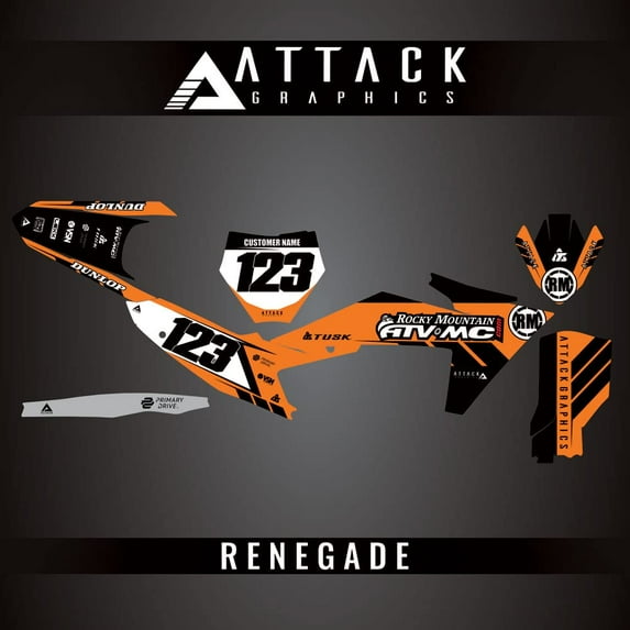 Attack Graphics Custom Renegade Complete Bike Graphics Kit for KTM 125 SX (Fuel Injected) 2023