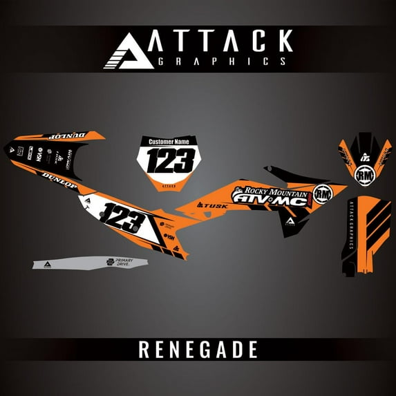 Attack Graphics Custom Renegade Complete Bike Graphics Kit for KTM 350 SX-F 2025