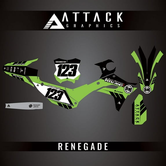 Attack Graphics Custom Renegade Complete Bike Graphics Kit for Kawasaki KX450 X 2024