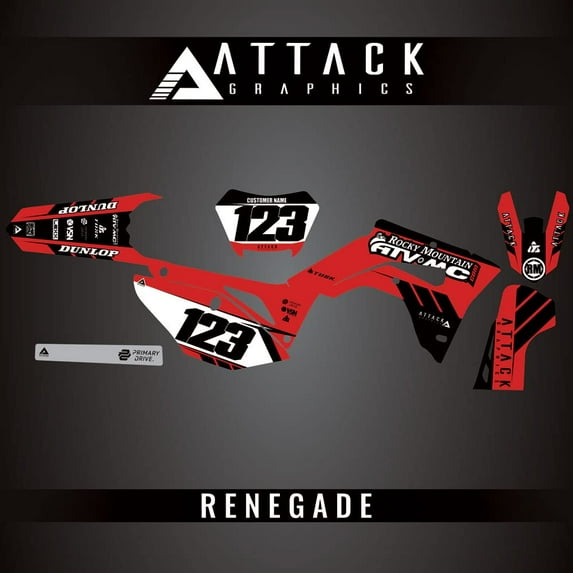 Attack Graphics Custom Renegade Complete Bike Graphics Kit for Honda CRF450X 2024