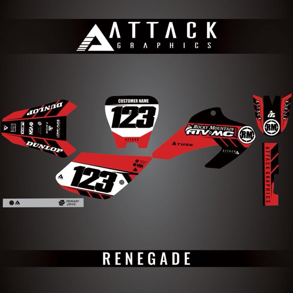 Attack Graphics Custom Renegade Complete Bike Graphics Kit for Honda XR80R 2001