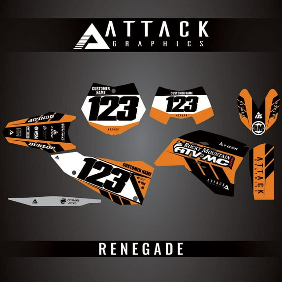 Attack Graphics Custom Renegade Complete Bike Graphics Kit for KTM 200 XC-W 2009