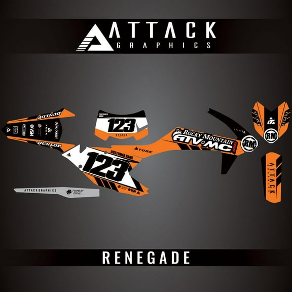 Attack Graphics Custom Renegade Complete Bike Graphics Kit for KTM 250 XC-W (Fuel Injected) 2019