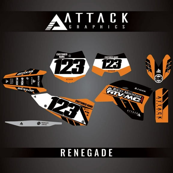 Attack Graphics Custom Renegade Complete Bike Graphics Kit for KTM 300 XC-W (E-Start) 2008