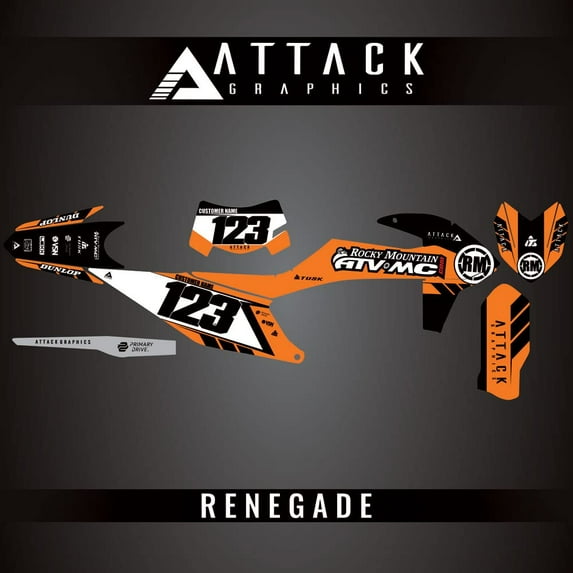 Attack Graphics Custom Renegade Complete Bike Graphics Kit for KTM 300 XC-W Erzbergrodeo (Fuel Injected) 2020