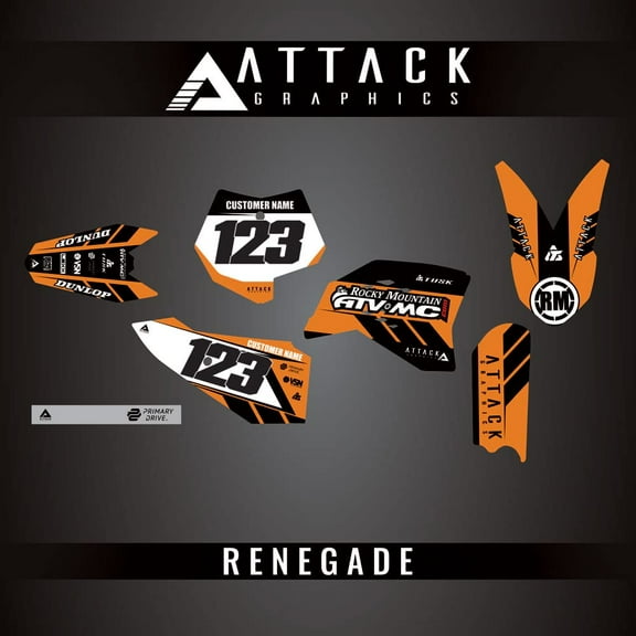 Attack Graphics Custom Renegade Complete Bike Graphics Kit for KTM 50 SX Mini 2009