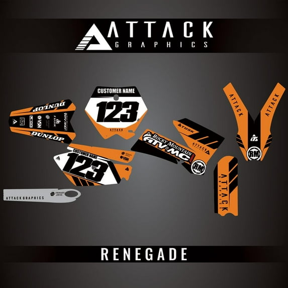 Attack Graphics Custom Renegade Complete Bike Graphics Kit for KTM 85 XC 2008