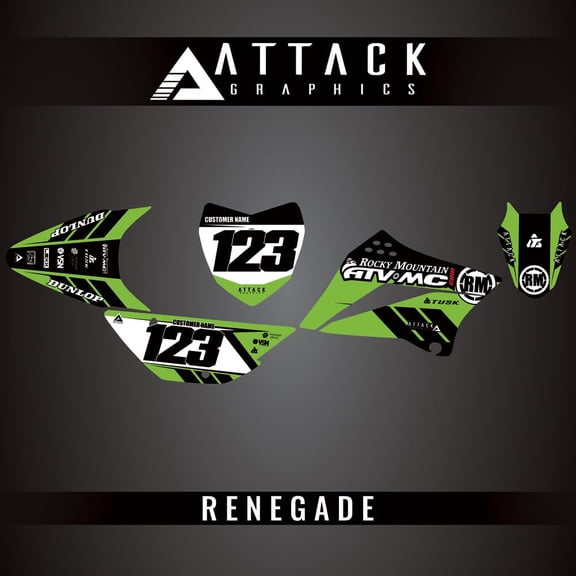 Attack Graphics Custom Renegade Complete Bike Graphics Kit for Kawasaki KLX110R L 2023