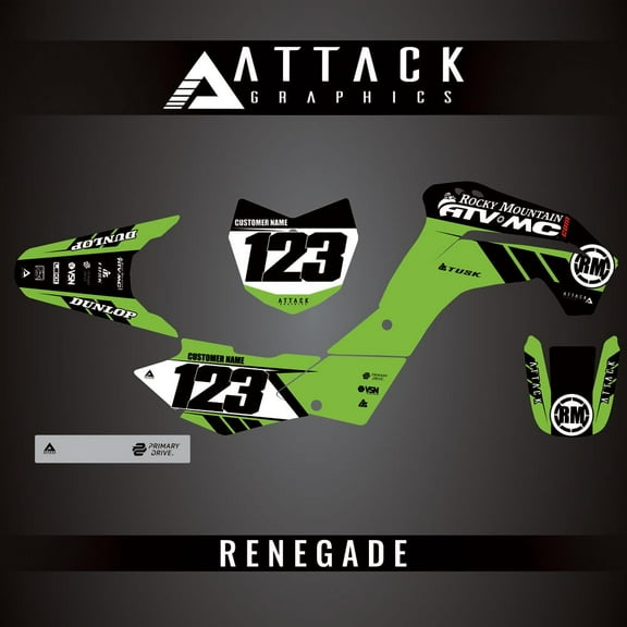 Attack Graphics Custom Renegade Complete Bike Graphics Kit for Kawasaki KLX140G 2020
