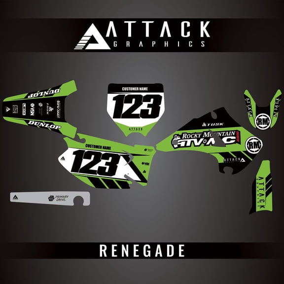 Attack Graphics Custom Renegade Complete Bike Graphics Kit for Kawasaki KX250 2005