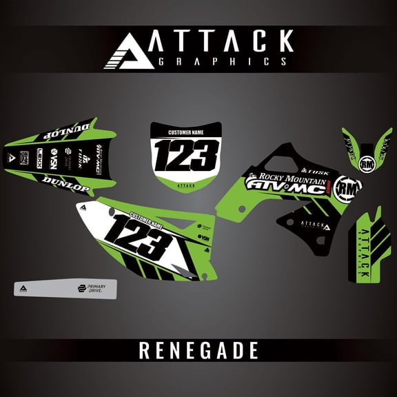 Attack Graphics Custom Renegade Complete Bike Graphics Kit for Kawasaki KX250F 2010