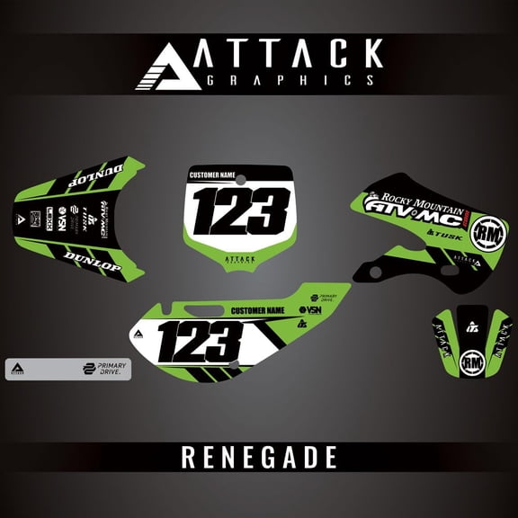 Attack Graphics Custom Renegade Complete Bike Graphics Kit for Kawasaki KX65 2024