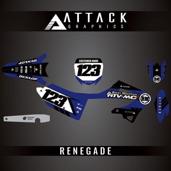 Attack Graphics Custom Renegade Complete Bike Graphics Kit for Yamaha YZ250 Monster Energy Yamaha Racing Edition 2023