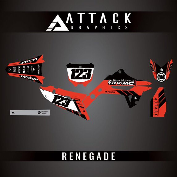 Attack Graphics Custom Renegade Complete Bike Restyle Graphics Kit 2022 Restyling Kit for Honda CR125R 2004