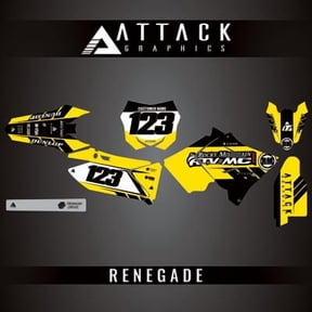 Attack Graphics Custom Renegade Complete Bike Restyle Graphics Kit Compatible with Polisport MX Restyling Kit for Suzuki RM125 2006