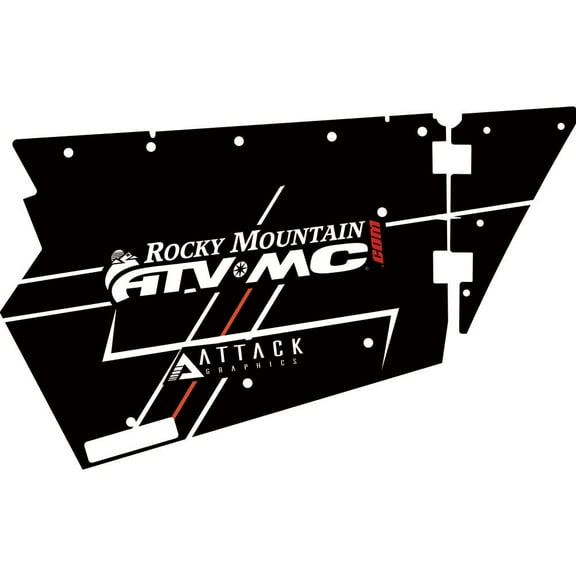Attack Graphics Custom Tusk Barrier Door Graphics Rocky Mountain- Red/Black for Polaris RZR XP 1000 Premium 2022
