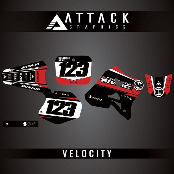 Attack Graphics Custom Velocity Complete Bike Graphics Kit for Honda CR250R 1995