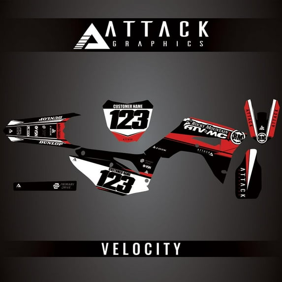 Attack Graphics Custom Velocity Complete Bike Graphics Kit for Honda CRF450R 2018