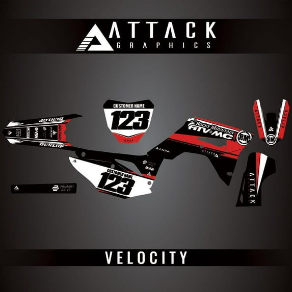 Attack Graphics Custom Velocity Complete Bike Graphics Kit for Honda CRF450R Works Edition 2019