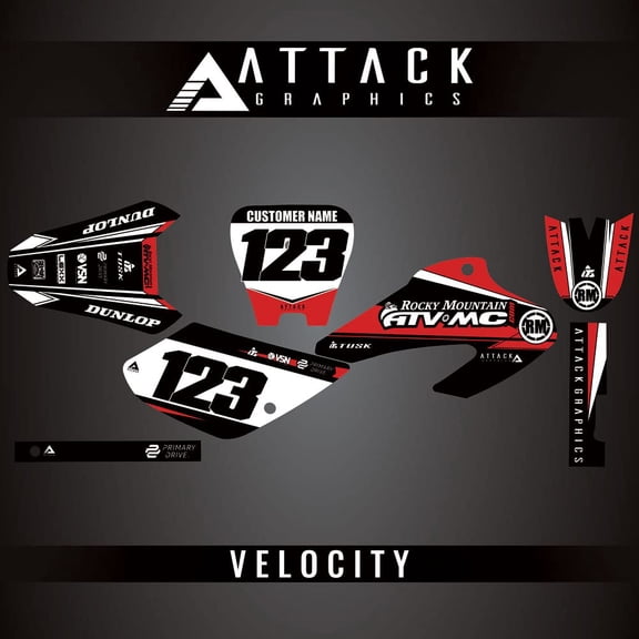 Attack Graphics Custom Velocity Complete Bike Graphics Kit for Honda XR100R 2003