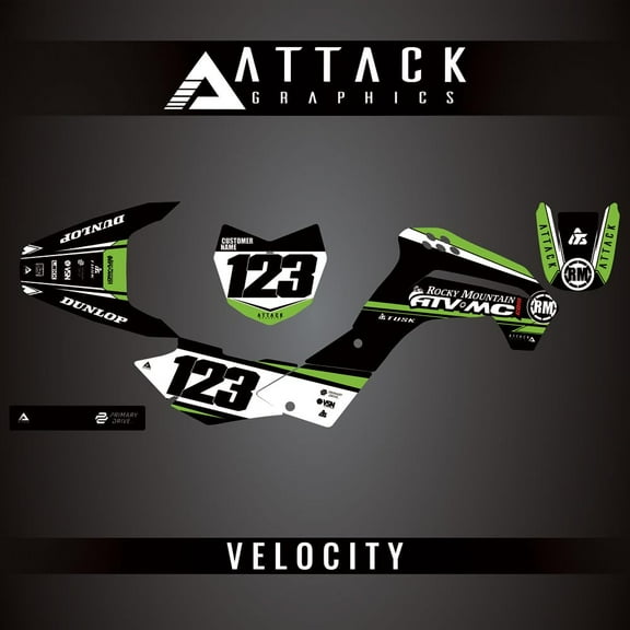 Attack Graphics Custom Velocity Complete Bike Graphics Kit for Kawasaki KLX140 2013