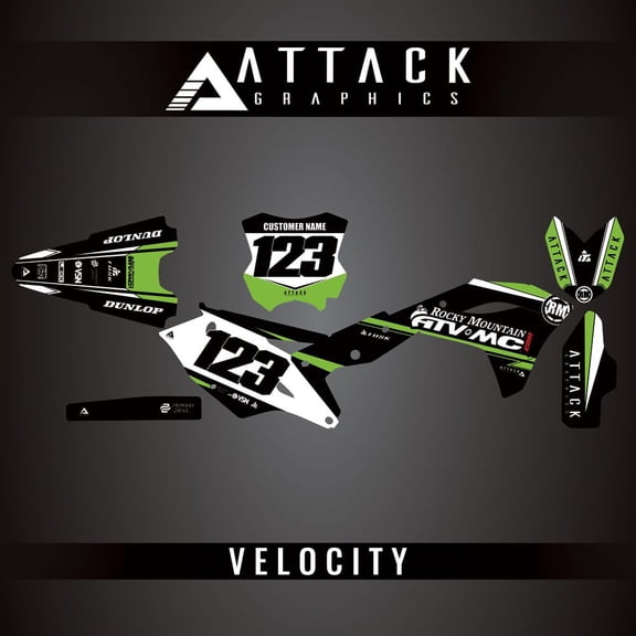 Attack Graphics Custom Velocity Complete Bike Graphics Kit for Kawasaki KX250 2020