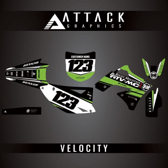 Attack Graphics Custom Velocity Complete Bike Graphics Kit for Kawasaki KX250F 2012