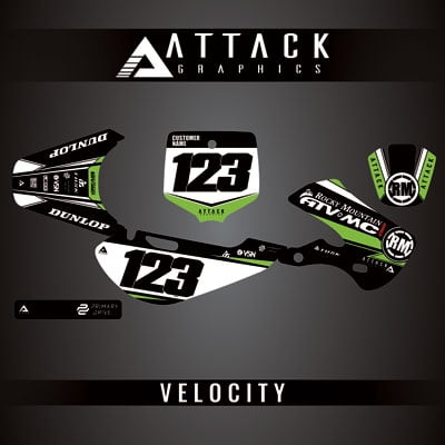 Attack Graphics Custom Velocity Complete Bike Graphics Kit for Kawasaki KX65 2018