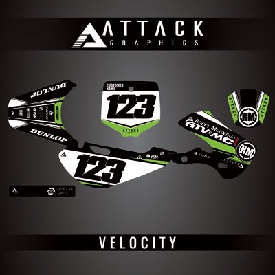 Attack Graphics Custom Velocity Complete Bike Graphics Kit for Kawasaki KX65 2021