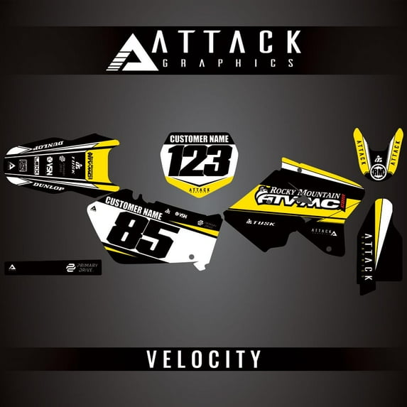 Attack Graphics Custom Velocity Complete Bike Graphics Kit for Suzuki RM250 2006