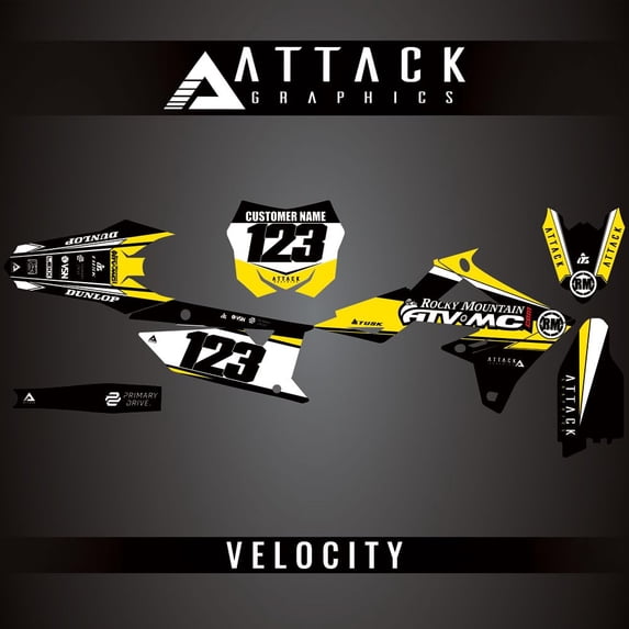 Attack Graphics Custom Velocity Complete Bike Graphics Kit for Suzuki RMZ450 2018