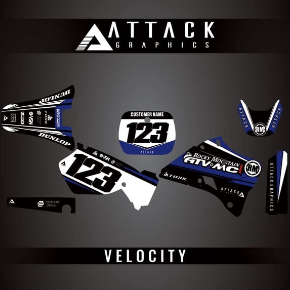 Attack Graphics Custom Velocity Complete Bike Graphics Kit for Yamaha YZ125 1998