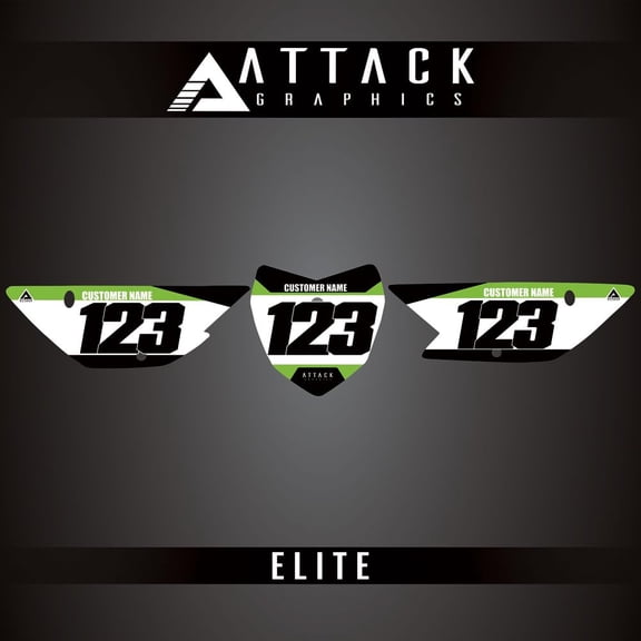 Attack Graphics Elite Number Plate Backgrounds for Kawasaki KLX110 2017
