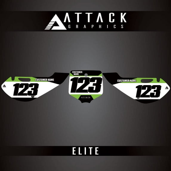Attack Graphics Elite Number Plate Backgrounds for Kawasaki KX65 2018