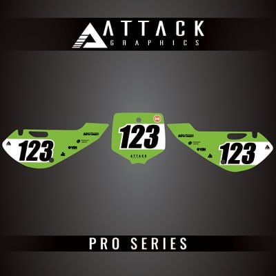 Attack Graphics Pro Series Number Plate Backgrounds for Kawasaki KX65 2009