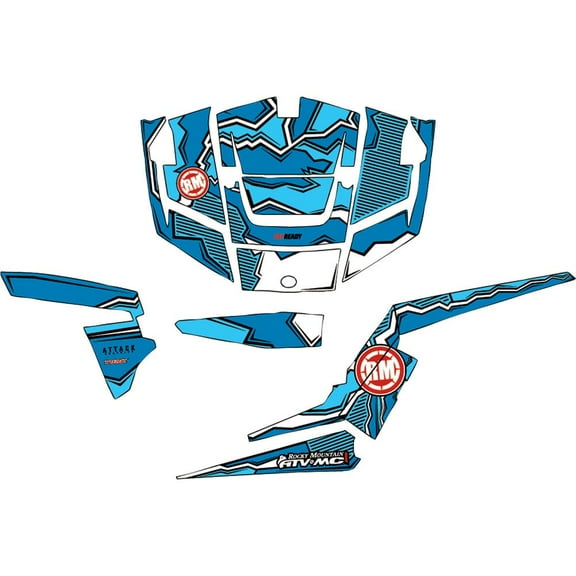 Attack Graphics QUAKE Complete UTV Graphics Kit White/Voodoo Blue/Baby Blue For Can-Am