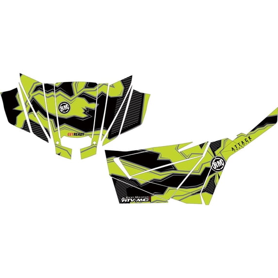 Attack Graphics Quake Complete UTV Graphics Kit Black/Dark Grey/Green for Arctic Cat Wildcat XX 2020