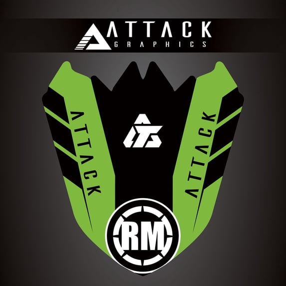 Attack Graphics Renegade Front Fender Decal Kx Green for Kawasaki Kx250 50Th Anniversary Edition 2024