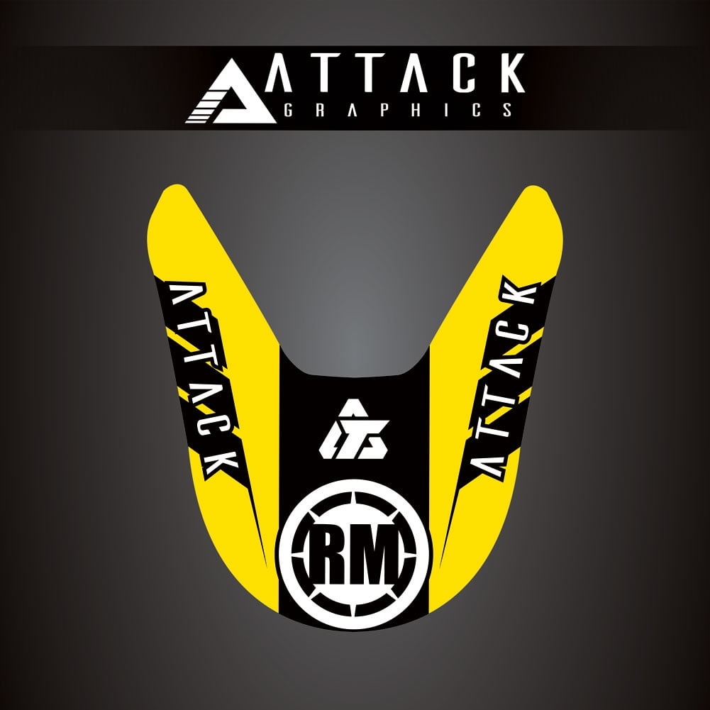 Attack Graphics Renegade Front Fender Decal Yellow for Suzuki RM125 2001-2007