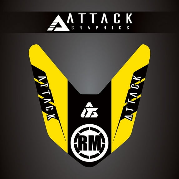 Attack Graphics Renegade Front Fender Decal Yellow for Suzuki RMZ250 2010-2018
