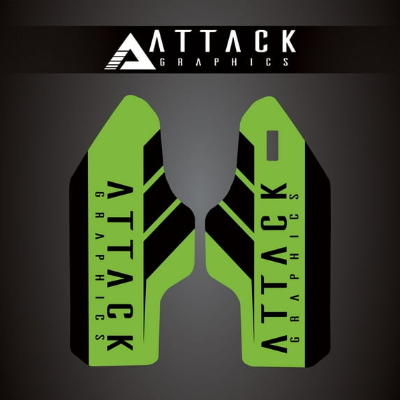 Attack Graphics Renegade Lower Fork Guard Decal Green for Kawasaki KX250 X 2021-2023