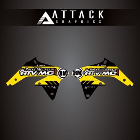 Attack Graphics Renegade Radiator Shroud Decal RM Yellow For Suzuki RMZ450 2008-2017