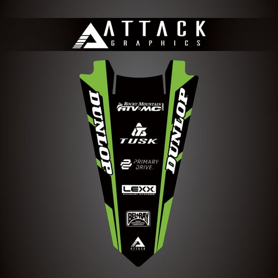 Attack Graphics Renegade Rear Fender Decal KX Green For Kawasaki KX450 2019-2023