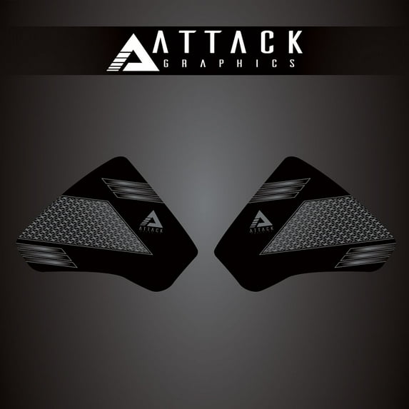 Attack Graphics Tank Protection Decals Sides Black/Grey for Kawasaki KLR650 Adventure ABS 2022-2023