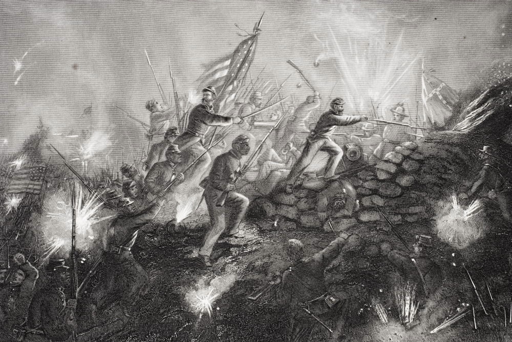 Attack On Fort Wagner On Morris Island South Carolina 1863 From Painting By Thomas Nast Canvas Art - Ken Welsh Design Pics (17 x 11)