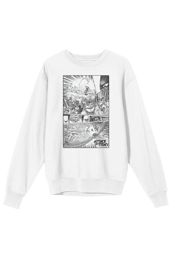Attack On Titan 9 Titans War Adult White Crew Neck Sweatshirt-Medium